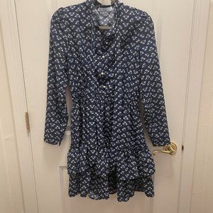 Hill House Home Talia Dress - Posy Navy Crepe - Size M